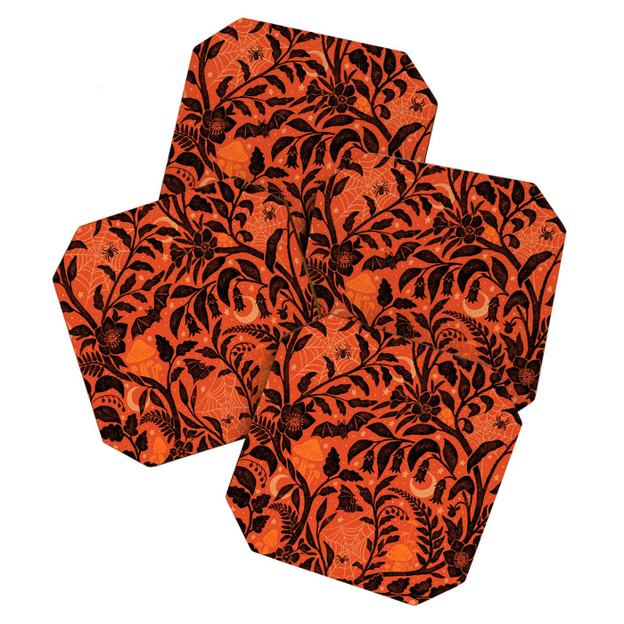 Mysterious Garden - black and orange Coaster Gallery Image 1