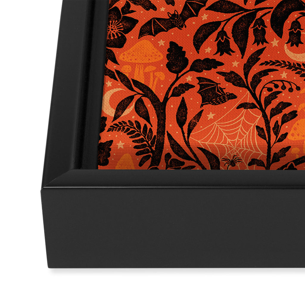 Mysterious Garden - black and orange Framed Canvas Print Gallery Image 3