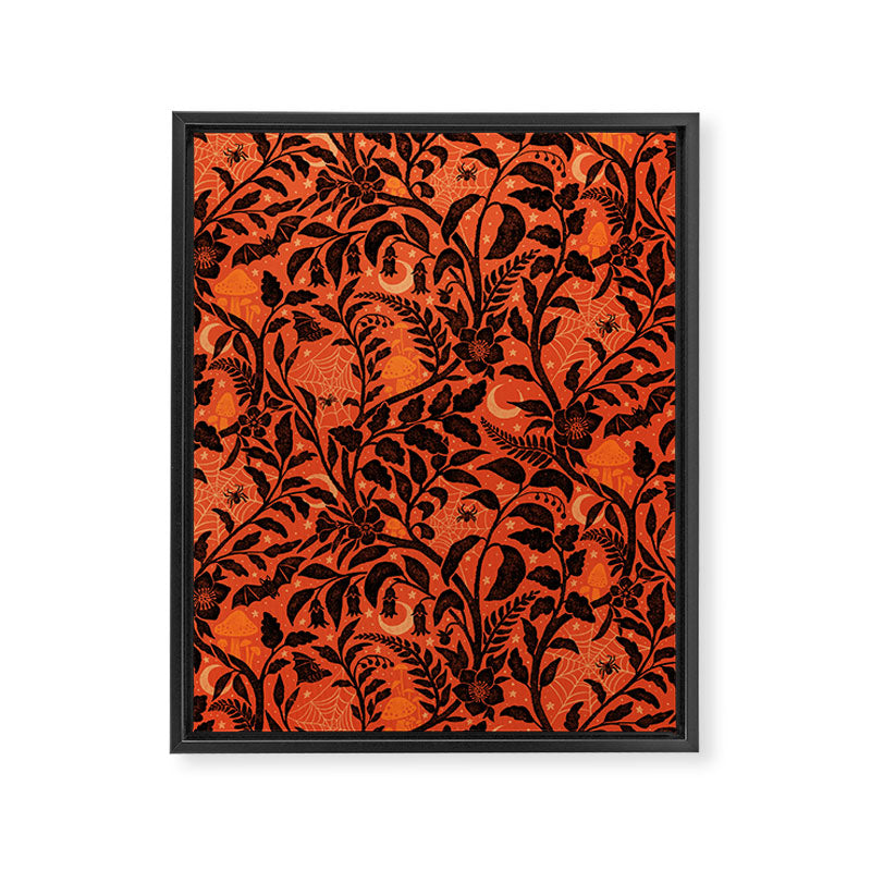 Mysterious Garden - black and orange Framed Canvas Print Gallery Image 8