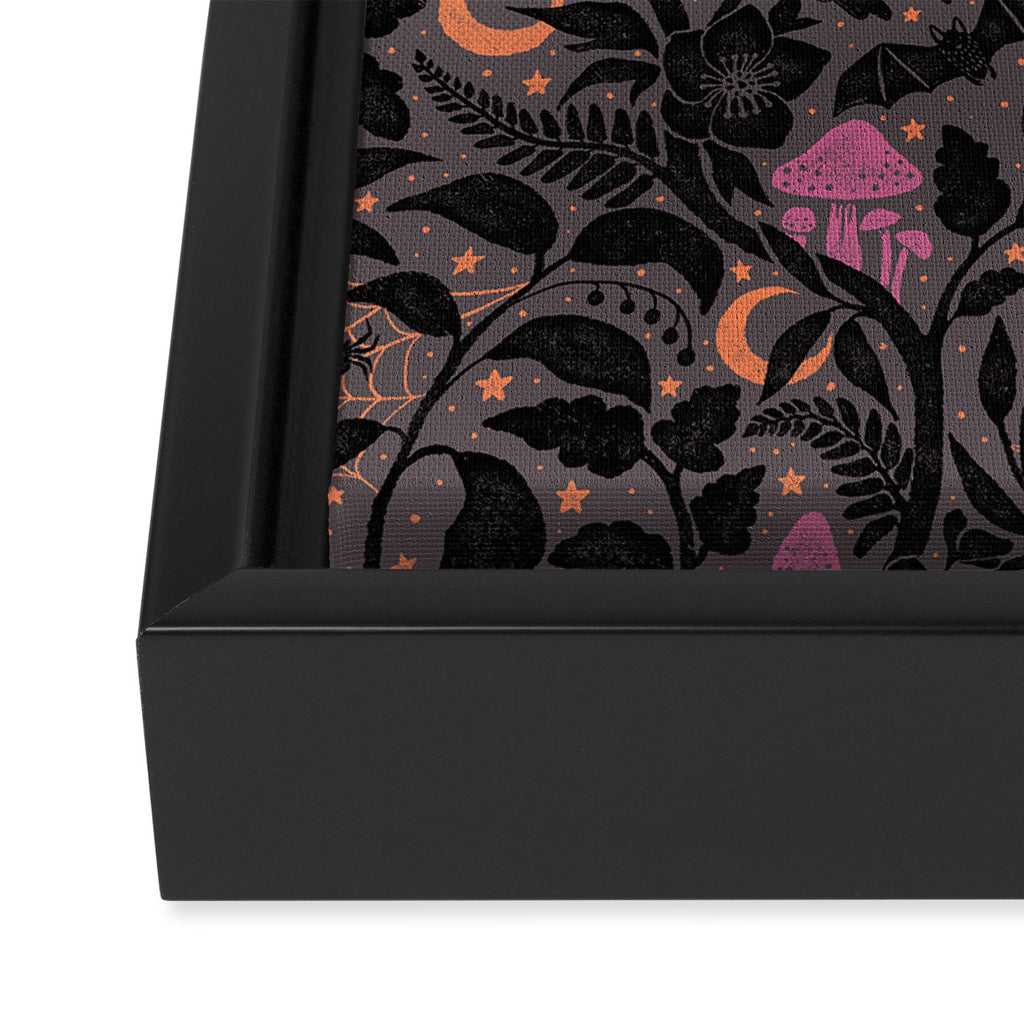 Mysterious Garden - black, gray, orange, and purple Framed Canvas Print Gallery Image 3