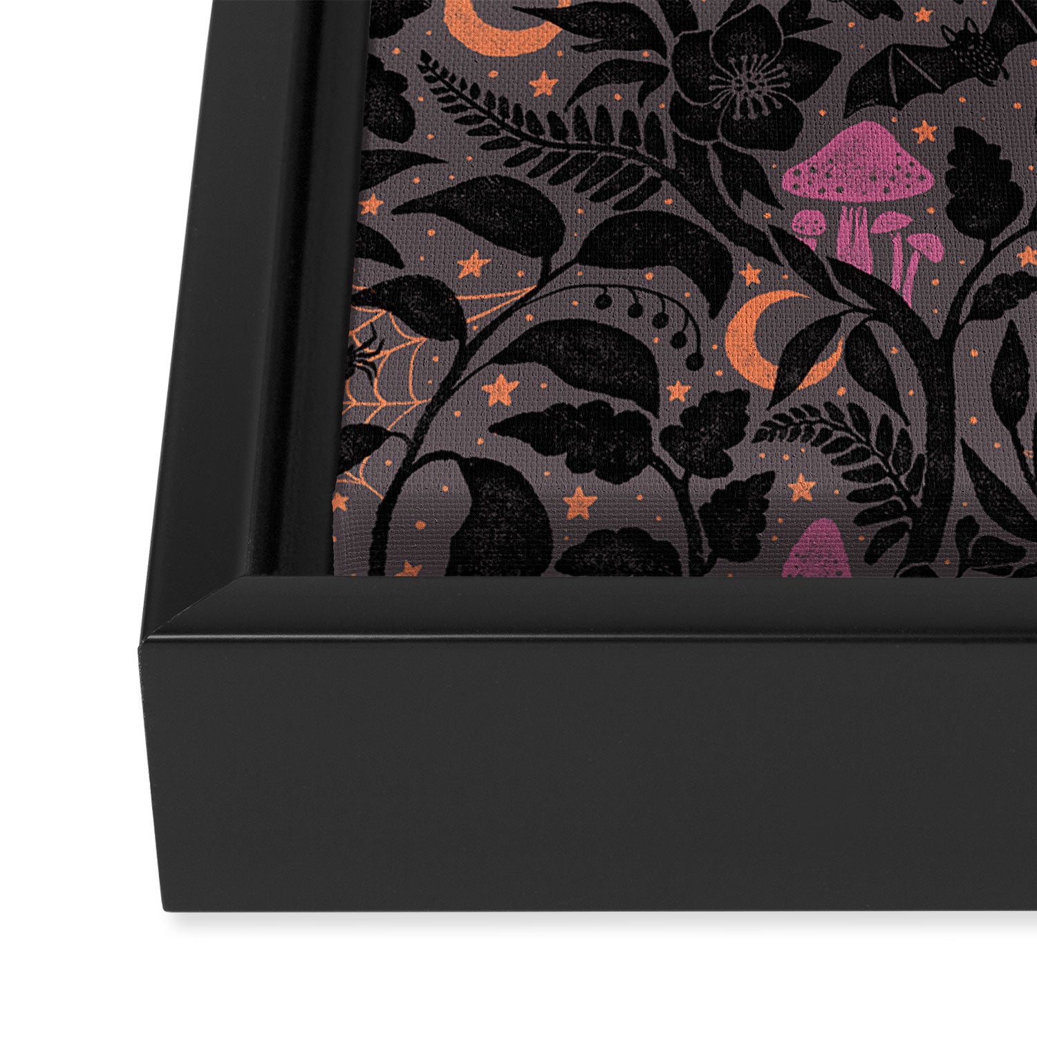 Mysterious Garden - black, gray, orange, and purple Framed Canvas Print Gallery Image 3