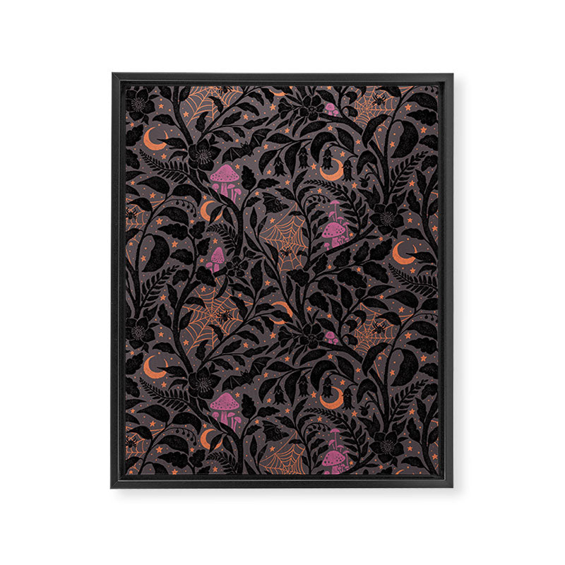 Mysterious Garden - black, gray, orange, and purple Framed Canvas Print Gallery Image 8