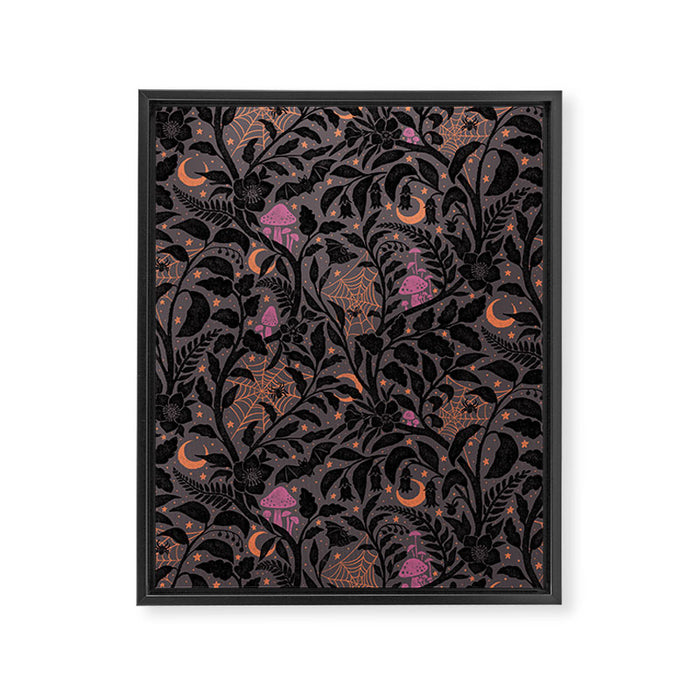 Mysterious Garden - black, gray, orange, and purple Framed Canvas Print Gallery Image 1