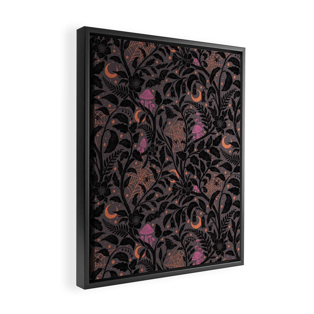 Mysterious Garden - black, gray, orange, and purple Framed Canvas Print Gallery Image 2
