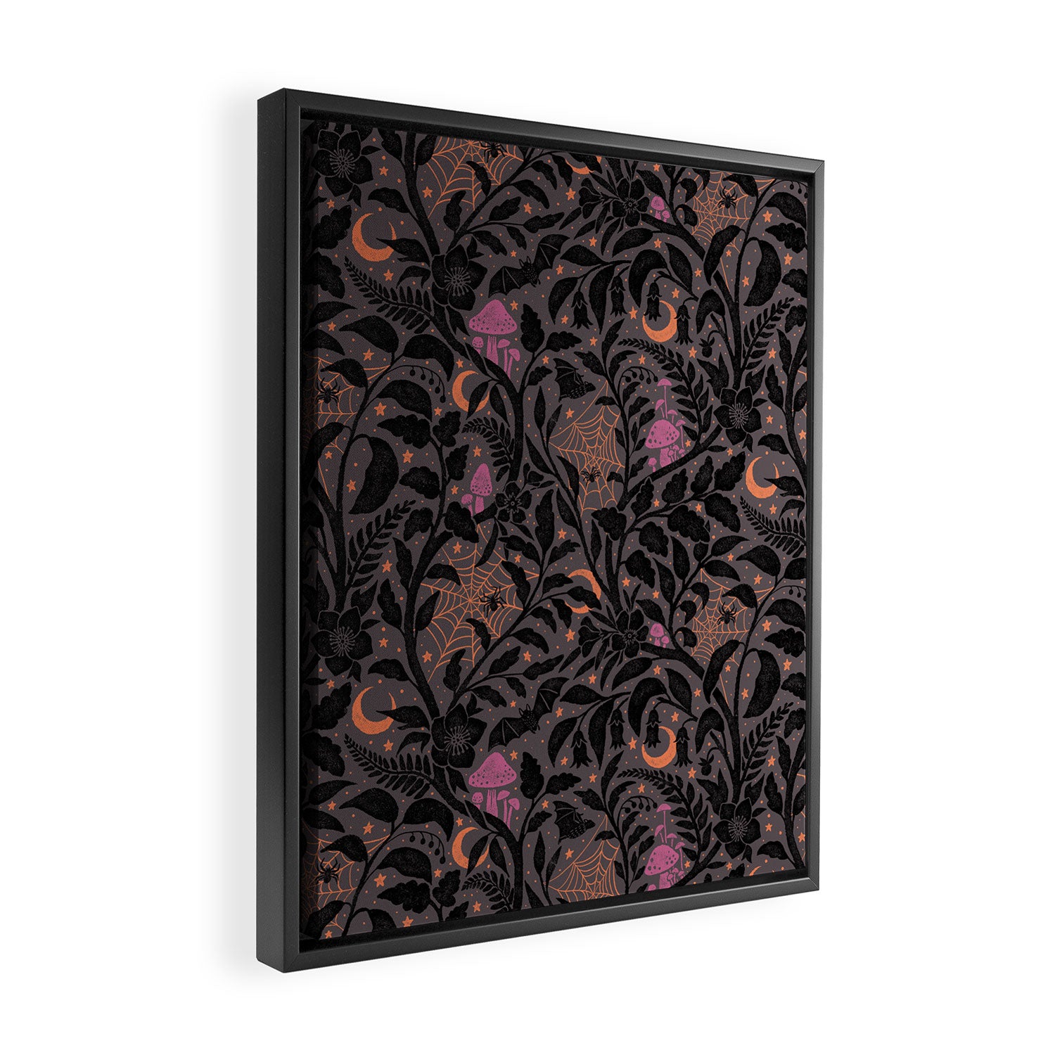 Mysterious Garden - black, gray, orange, and purple Framed Canvas Print Gallery Image 2