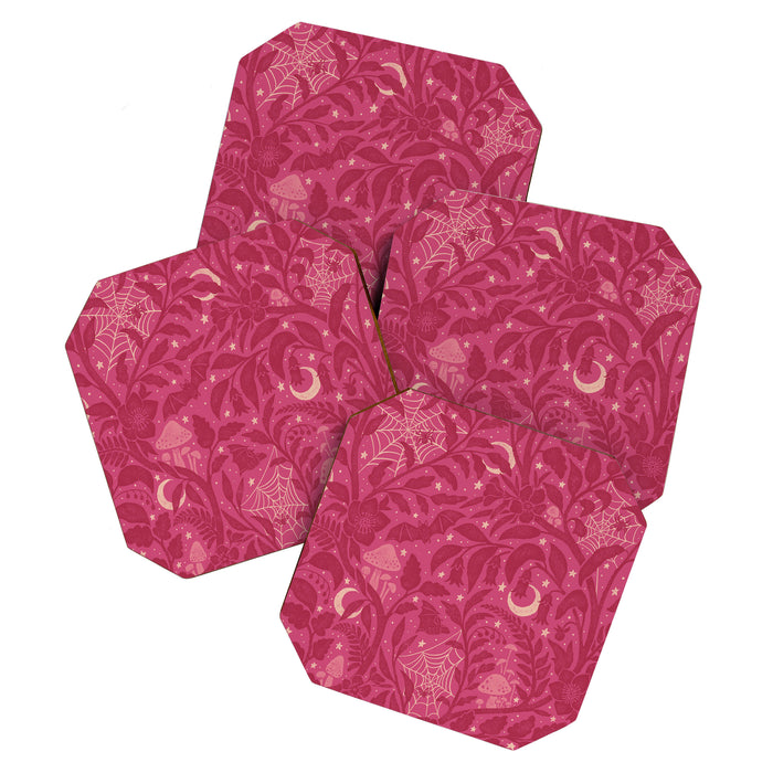 Mysterious Garden - dark pink Coaster Gallery Image 1