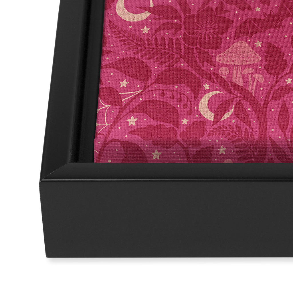 Mysterious Garden - dark pink Framed Canvas Print Gallery Image 3