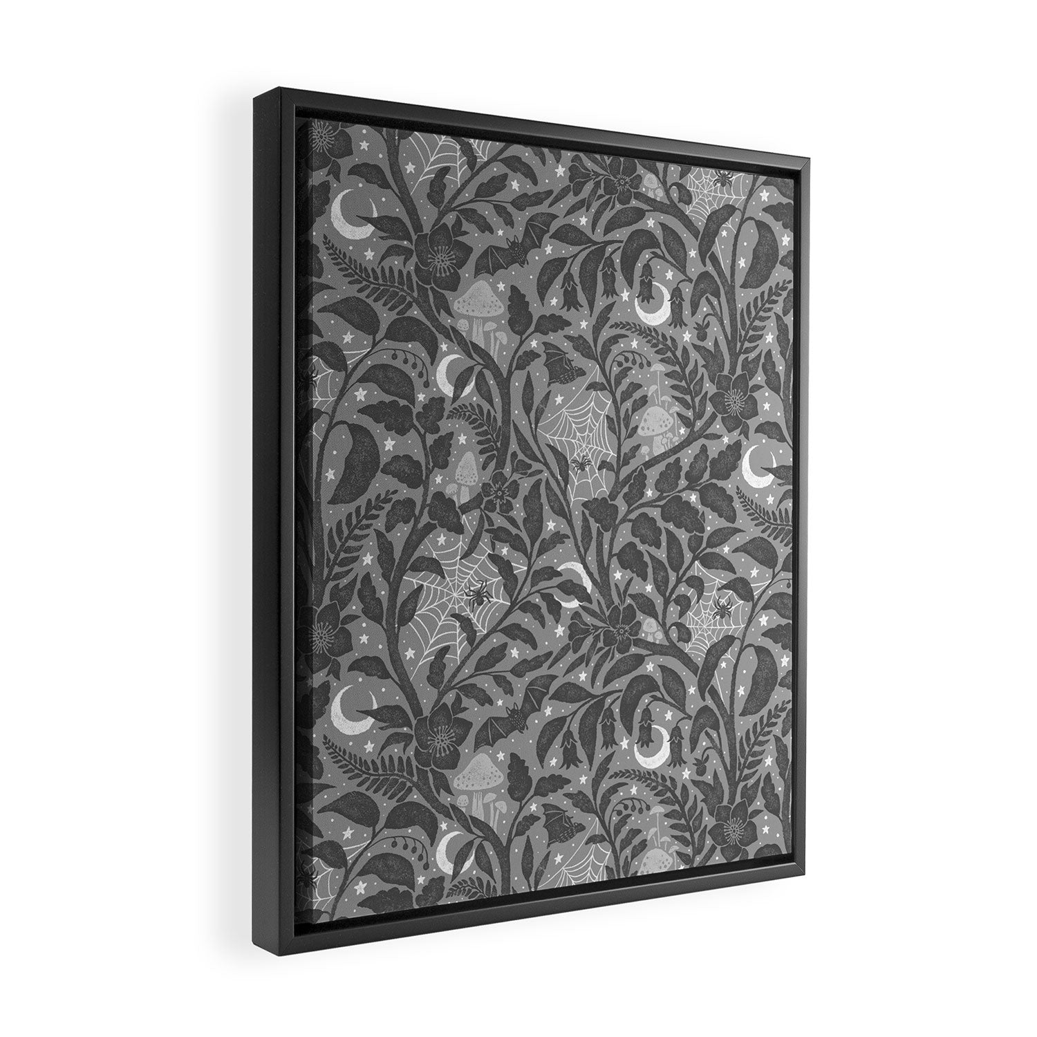 Mysterious Garden - Grayscale  Framed Canvas Print Gallery Image 2