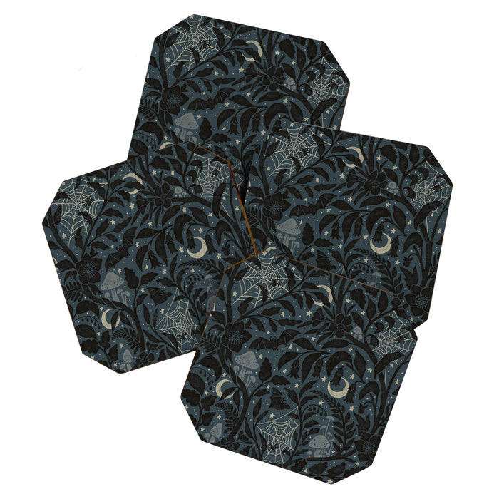 Mysterious Garden - midnight blue Coaster Gallery Image 1