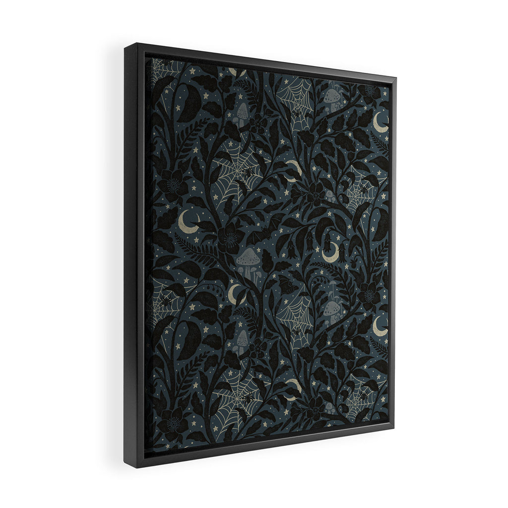 Mysterious Garden - midnight blue Framed Canvas Print Gallery Image 2