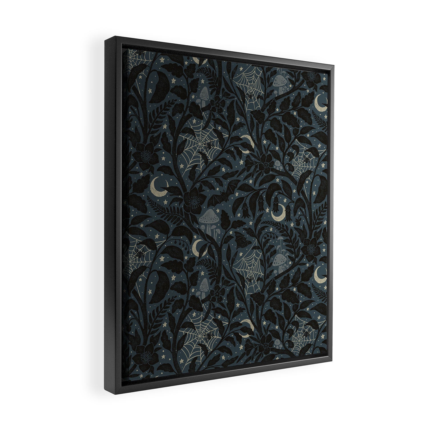 Mysterious Garden - midnight blue Framed Canvas Print Gallery Image 2