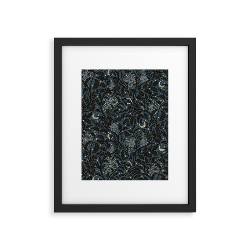 Mysterious Garden - midnight blue Framed Art Print Gallery Image 6