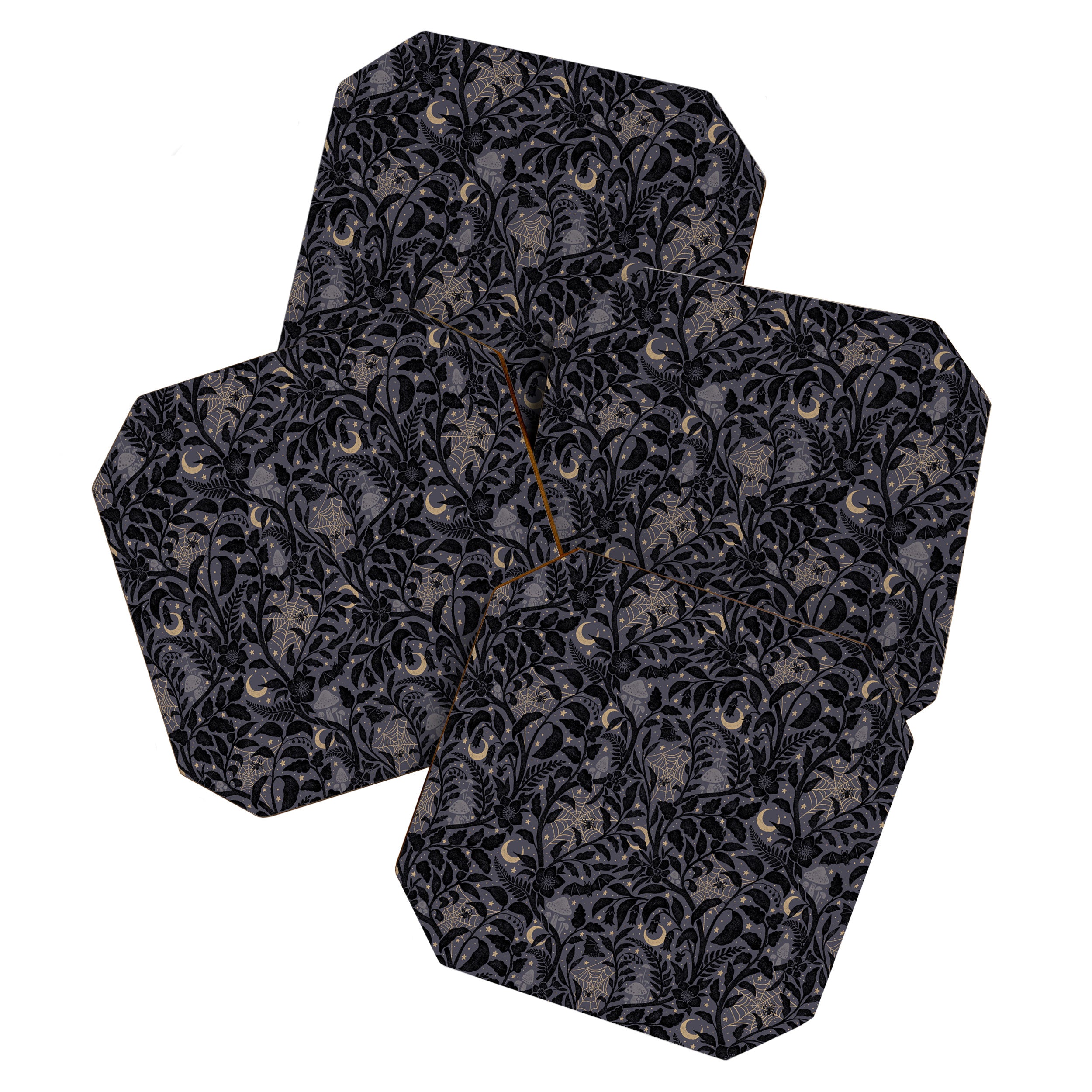 Mysterious Garden - midnight violet Coaster Gallery Image 1