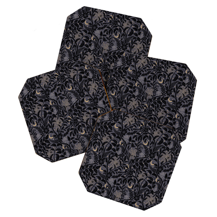 Mysterious Garden - midnight violet Coaster Gallery Image 1