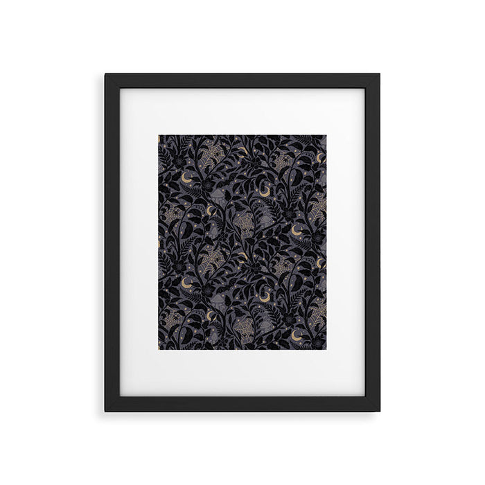 Mysterious Garden - midnight violet Framed Art Print Gallery Image 1