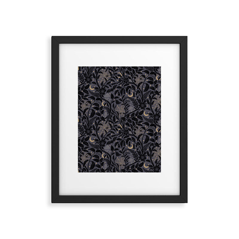 Mysterious Garden - midnight violet Framed Art Print Gallery Image 4