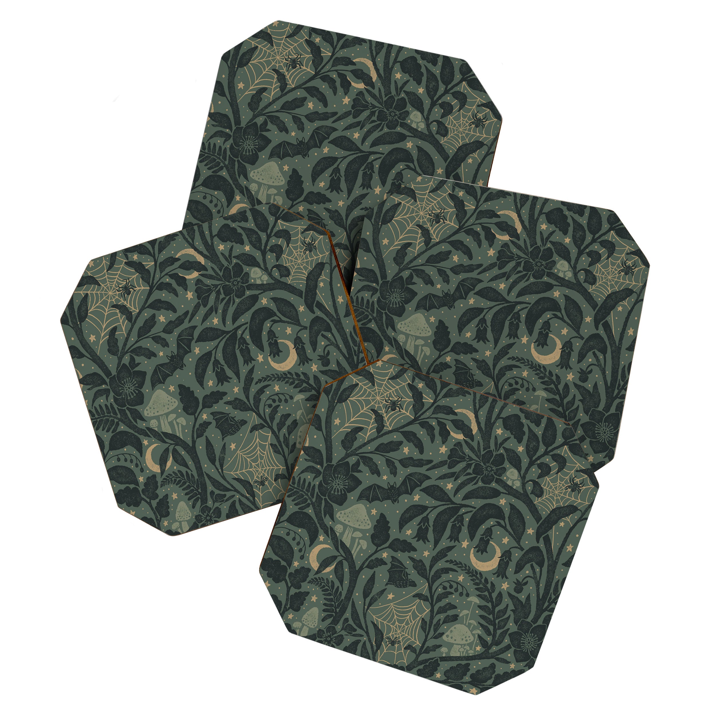 Mysterious Garden - moss green Coaster Gallery Image 1