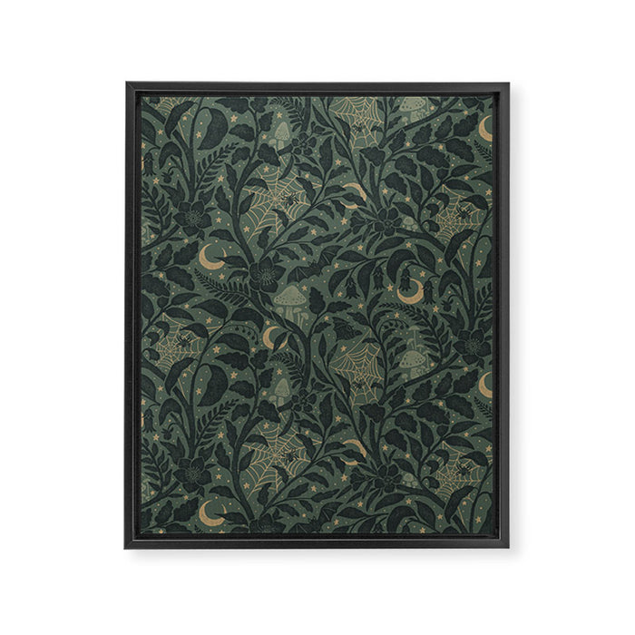 Mysterious Garden - moss green Framed Canvas Print Gallery Image 1