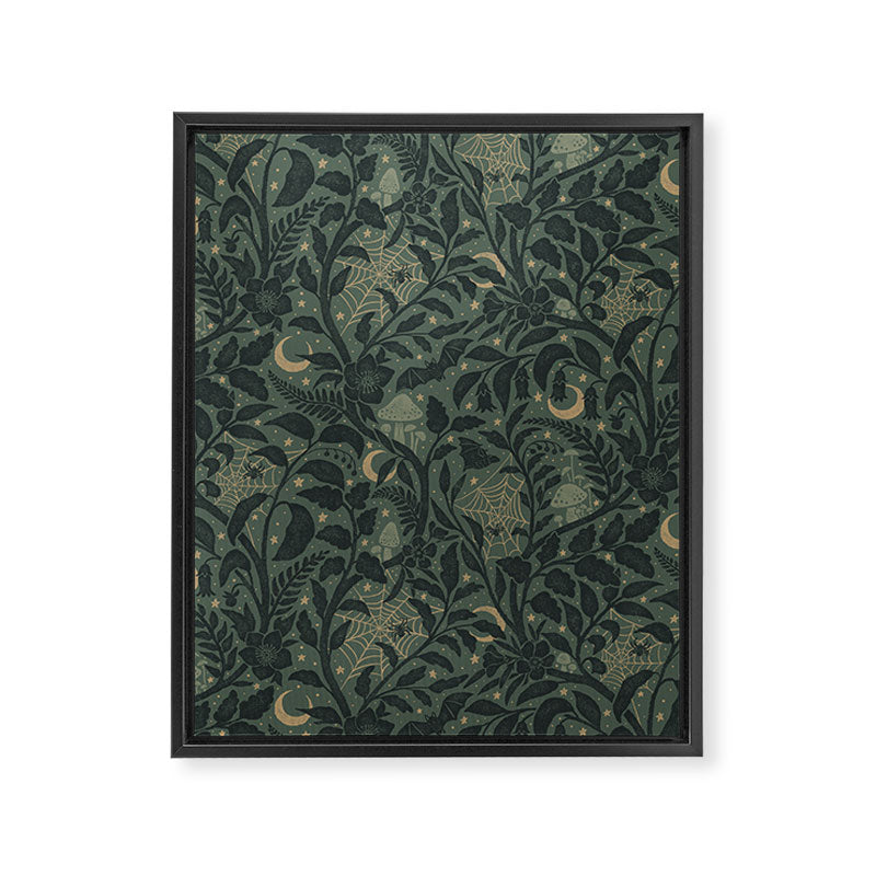 Mysterious Garden - moss green Framed Canvas Print Gallery Image 8