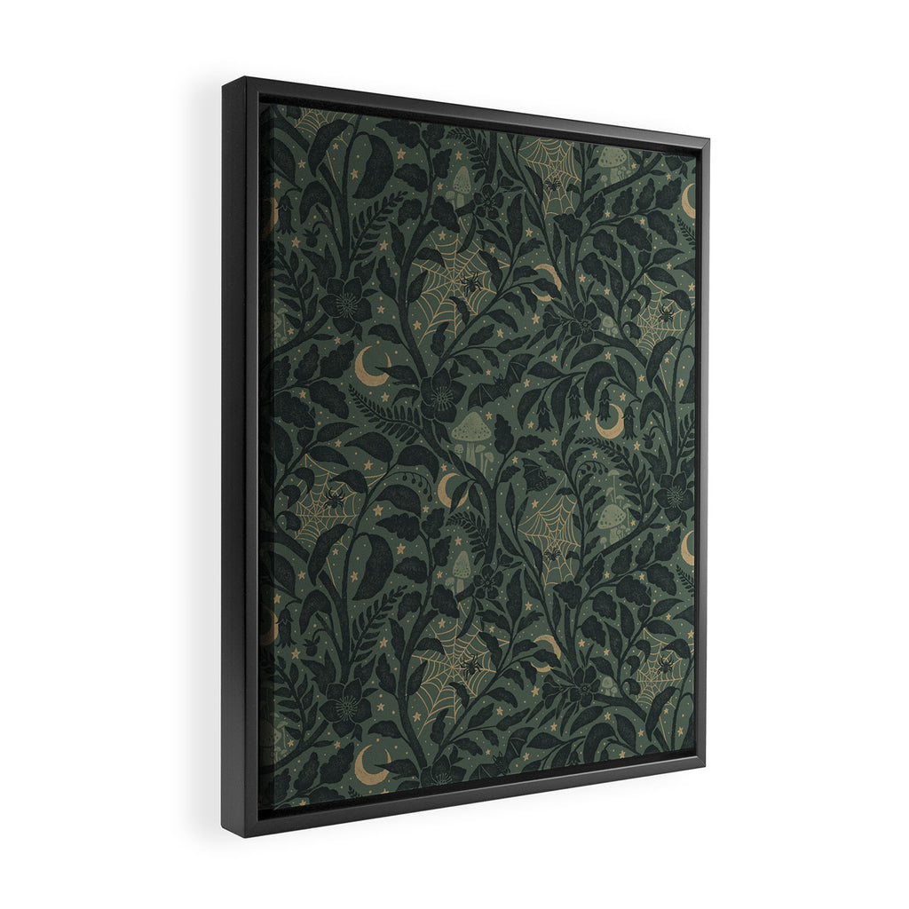 Mysterious Garden - moss green Framed Canvas Print Gallery Image 2