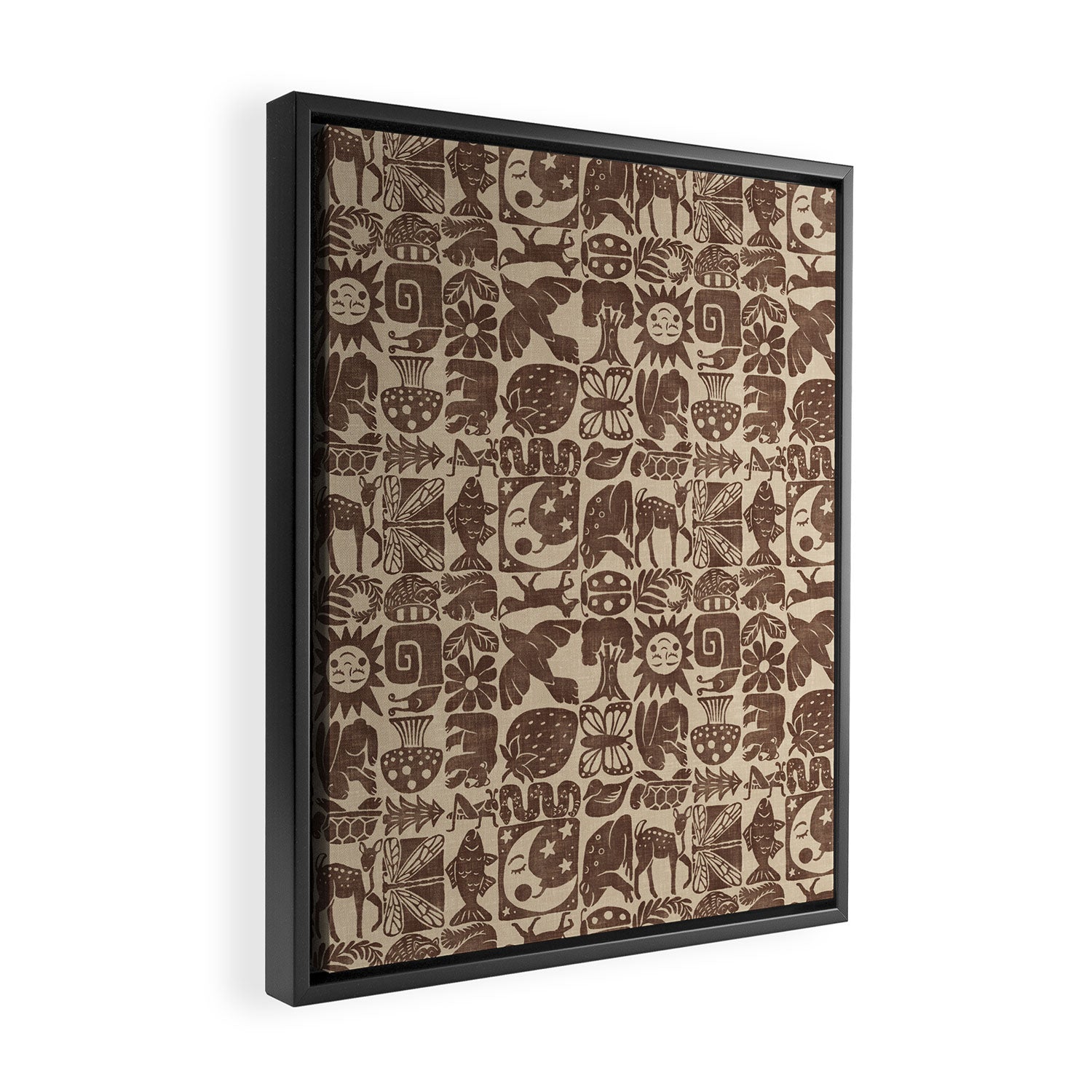 Nature Blocks - walnut brown Framed Canvas Print Gallery Image 2