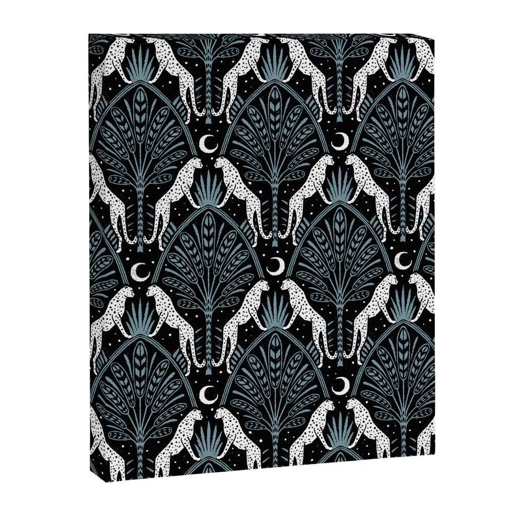 Night Cheetahs - black, white, and blue Canvas Print Gallery Image 8