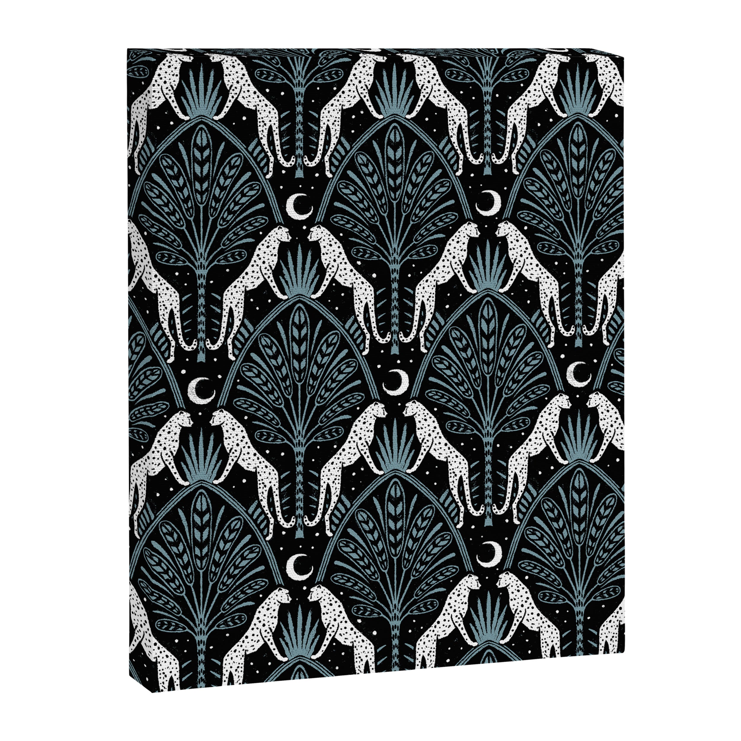 Night Cheetahs - black, white, and blue Canvas Print Gallery Image 8