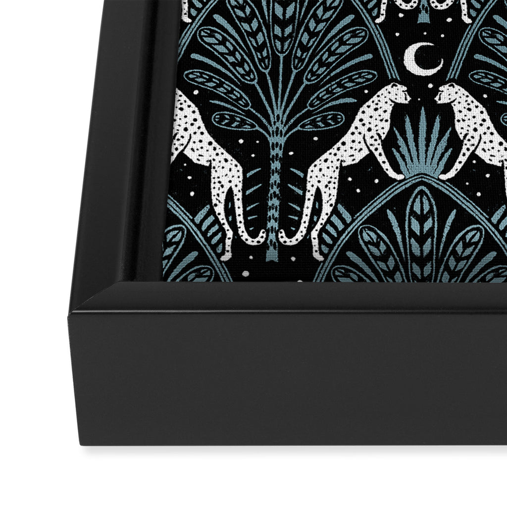 Night Cheetahs - black, white, and blue Framed Canvas Print Gallery Image 3