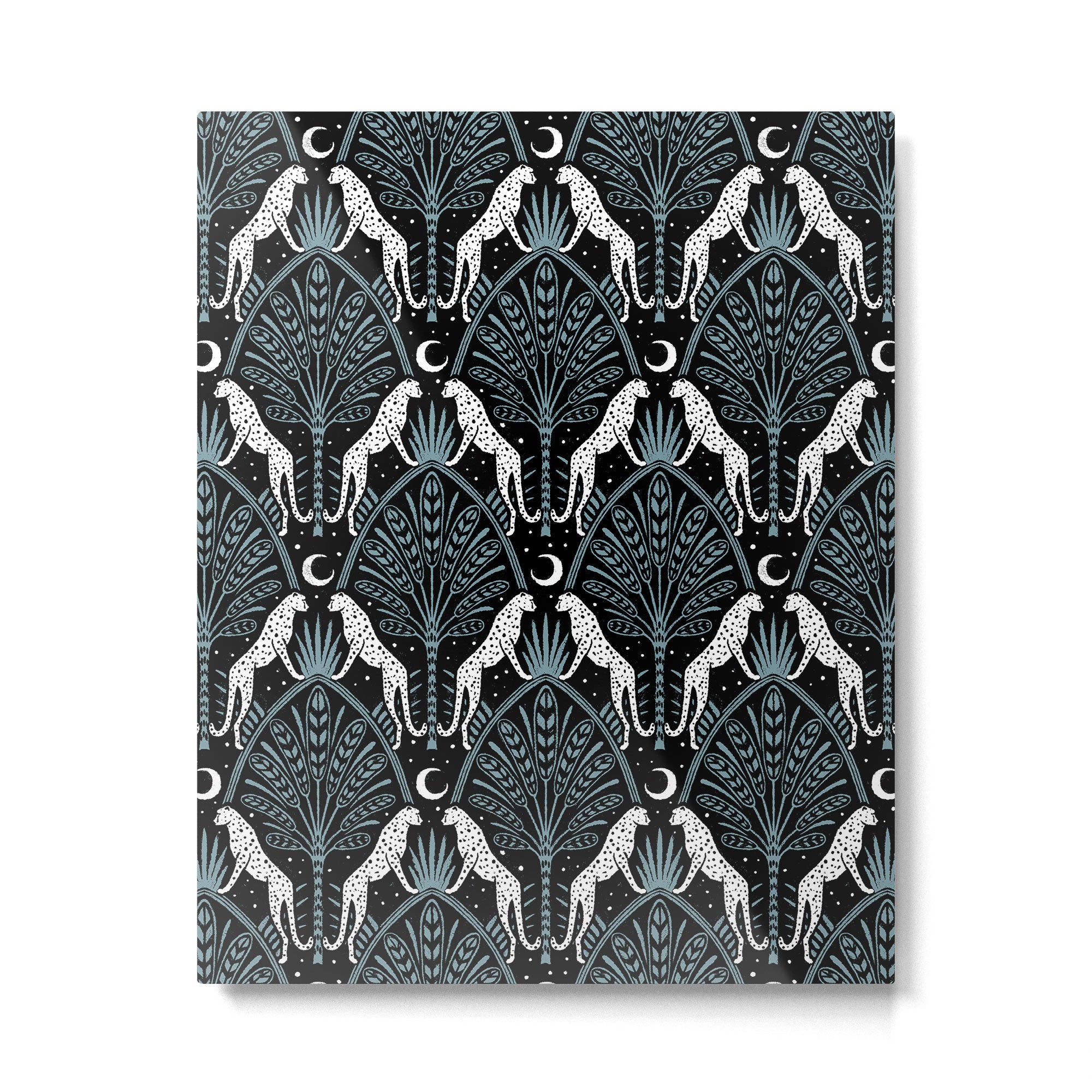 Night Cheetahs - black, white, and blue Metal Print Gallery Image 6