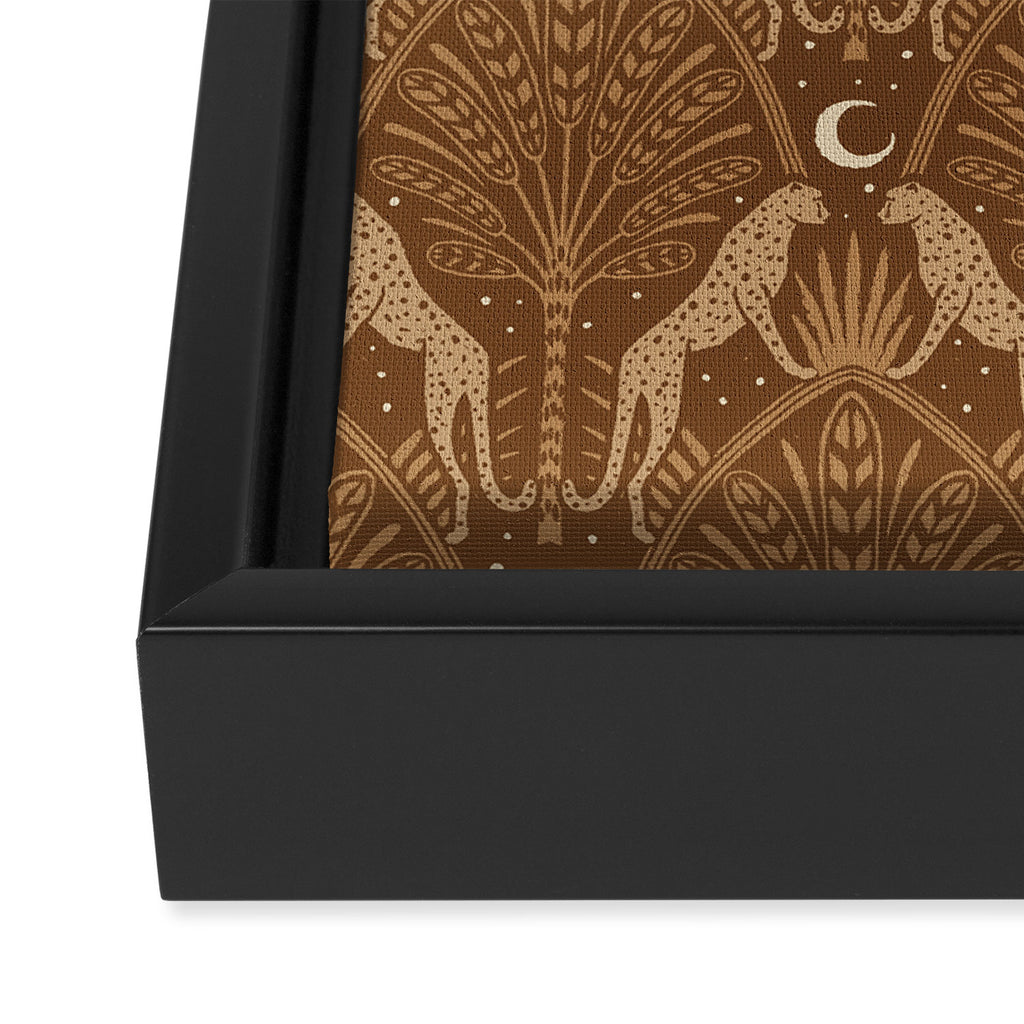 Night Cheetahs - Copper Brown Framed Canvas Print Gallery Image 3