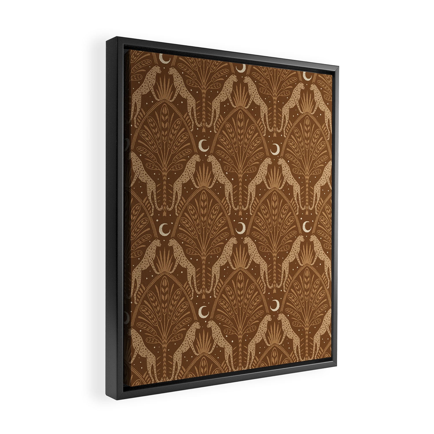 Night Cheetahs - Copper Brown Framed Canvas Print Gallery Image 2