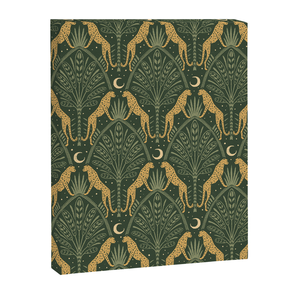Night Cheetahs - Fern Green and Gold Canvas Print Gallery Image 8