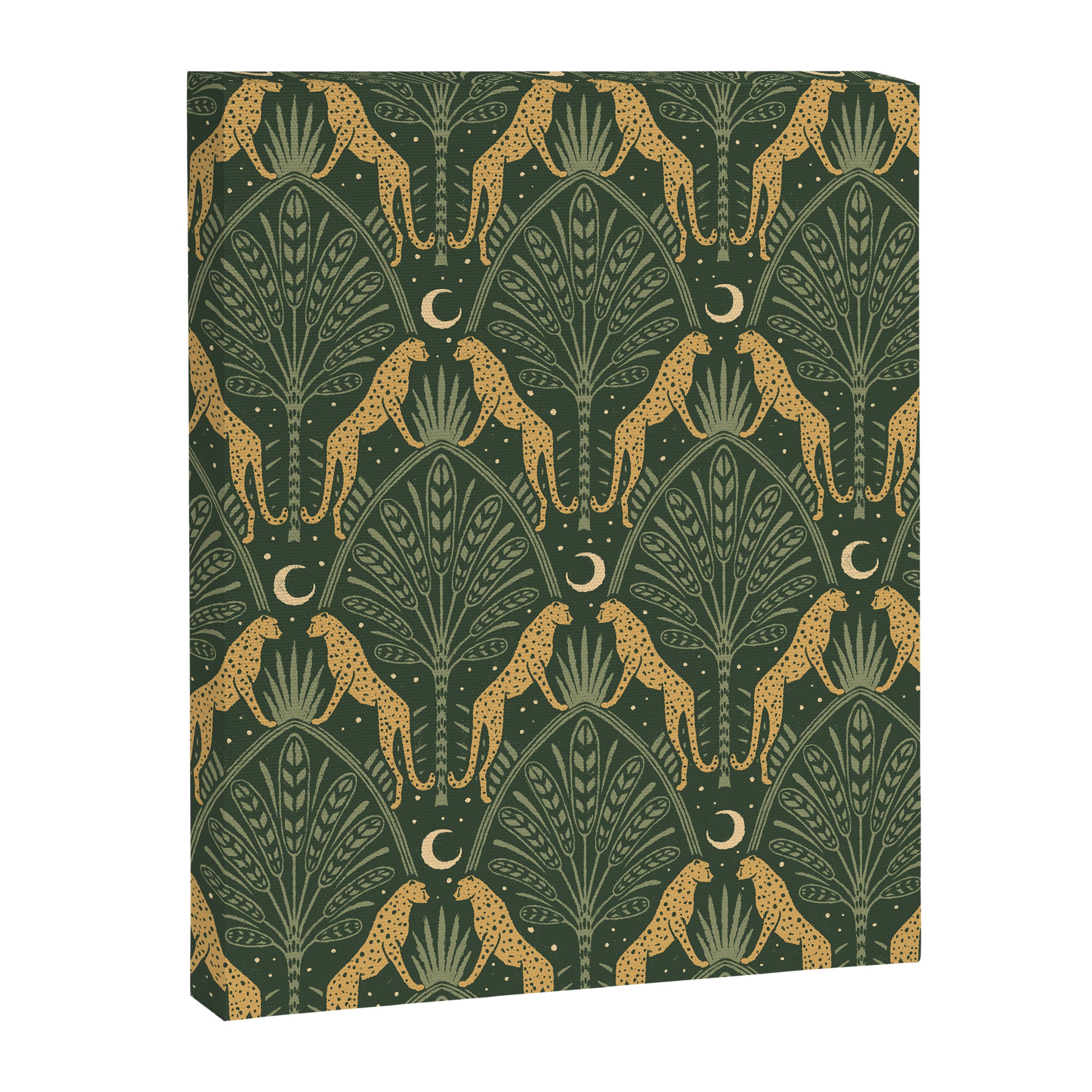 Night Cheetahs - Fern Green and Gold Canvas Print Gallery Image 8