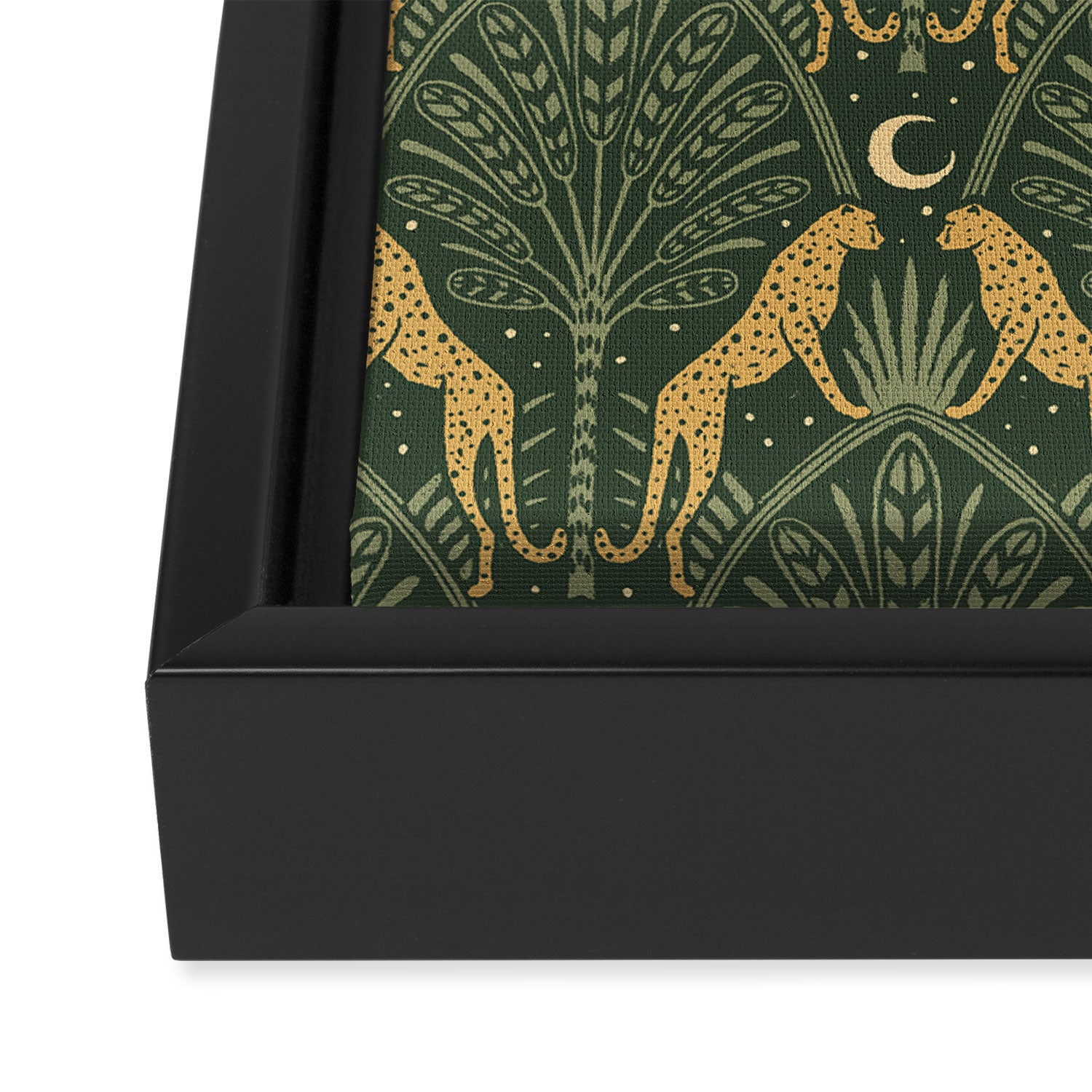 Night Cheetahs - Fern Green and Gold Framed Canvas Print Gallery Image 3