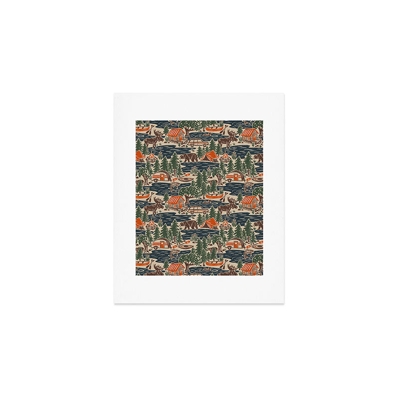 North Country Summer - classic blue, green, brown, and red Art Print Gallery Image 1