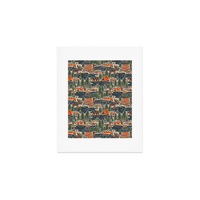 North Country Summer - classic blue, green, brown, and red Art Print Gallery Image 1