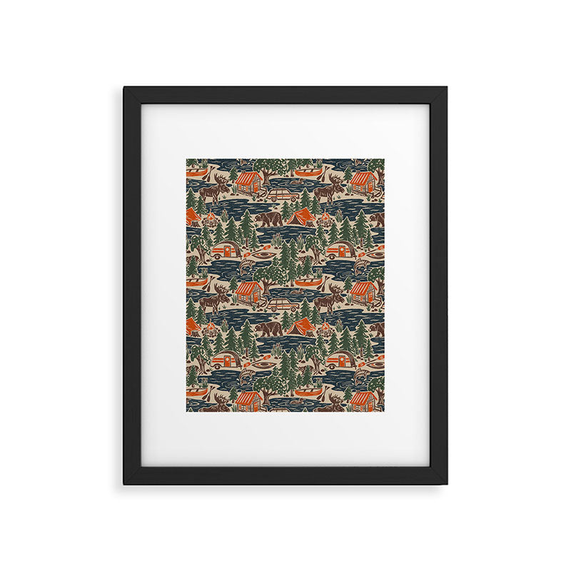 North Country Summer - classic blue, green, brown, and red Framed Art Print Gallery Image 6