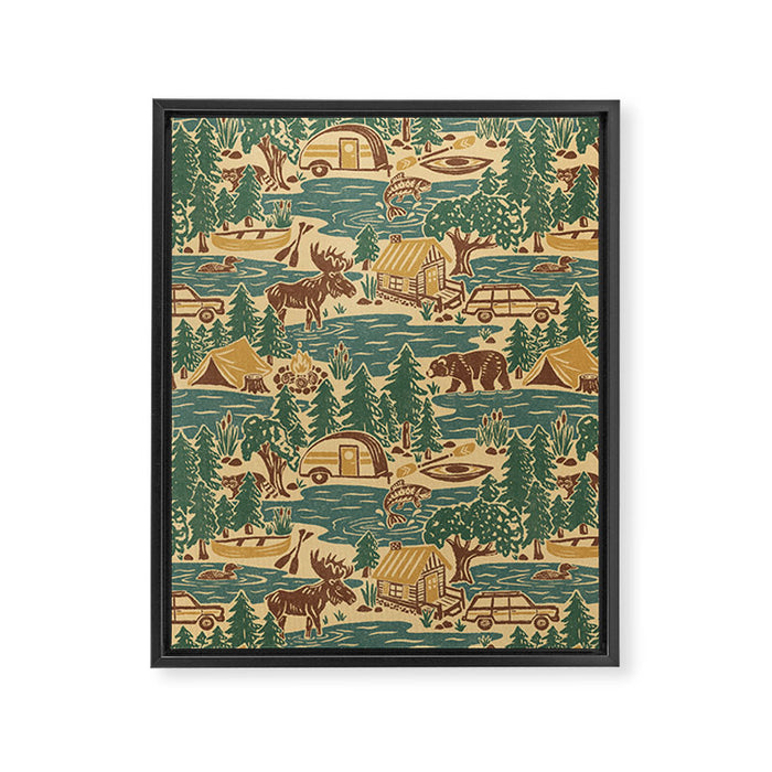 North Country Summer - spruce and gold Framed Canvas Print Gallery Image 1