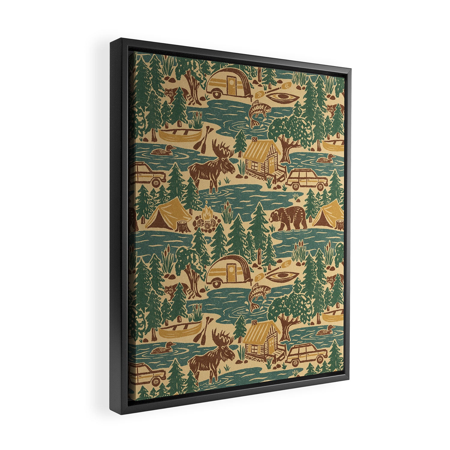 North Country Summer - spruce and gold Framed Canvas Print Gallery Image 2