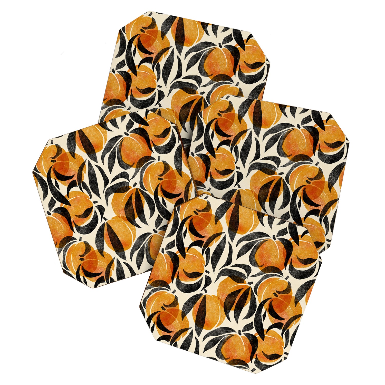 Peaches - marigold & black Coaster Gallery Image 1