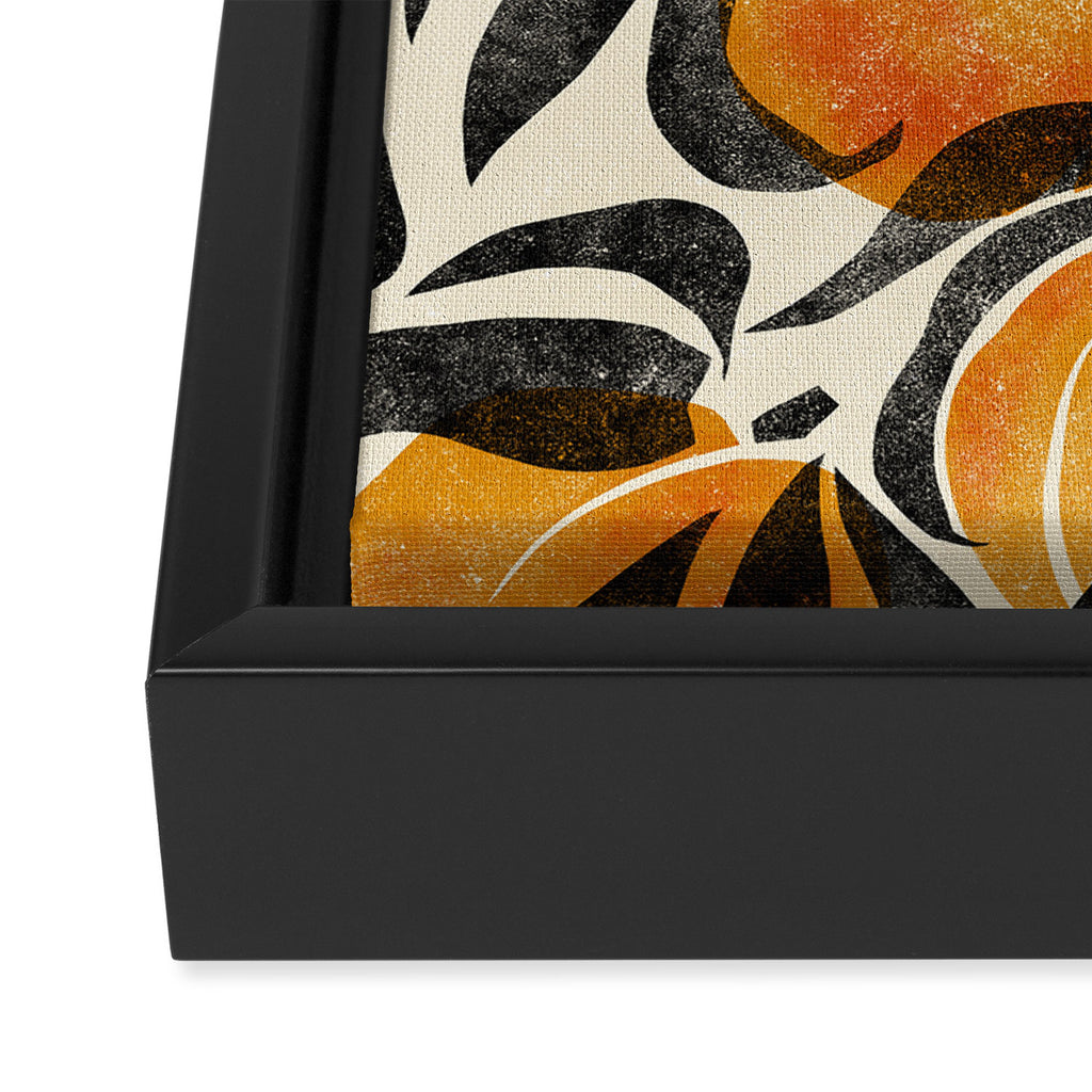 Peaches - marigold & black Framed Canvas Print Gallery Image 3