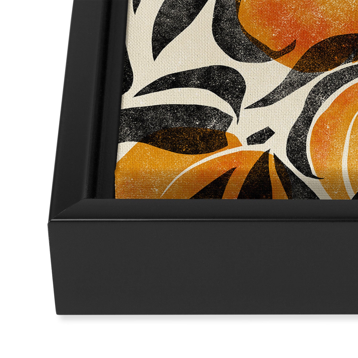 Peaches - marigold & black Framed Canvas Print Gallery Image 3