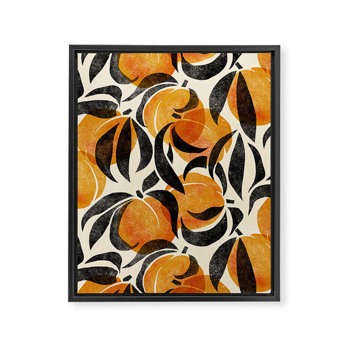 Peaches - marigold & black Framed Canvas Print Gallery Image 1