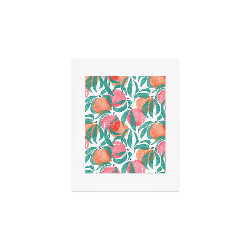 Peaches - peach pink and teal Art Print Gallery Image 1