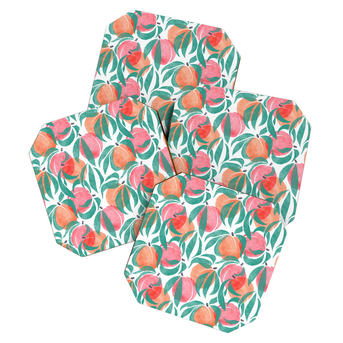 Peaches - peach pink and teal Coaster Gallery Image 1