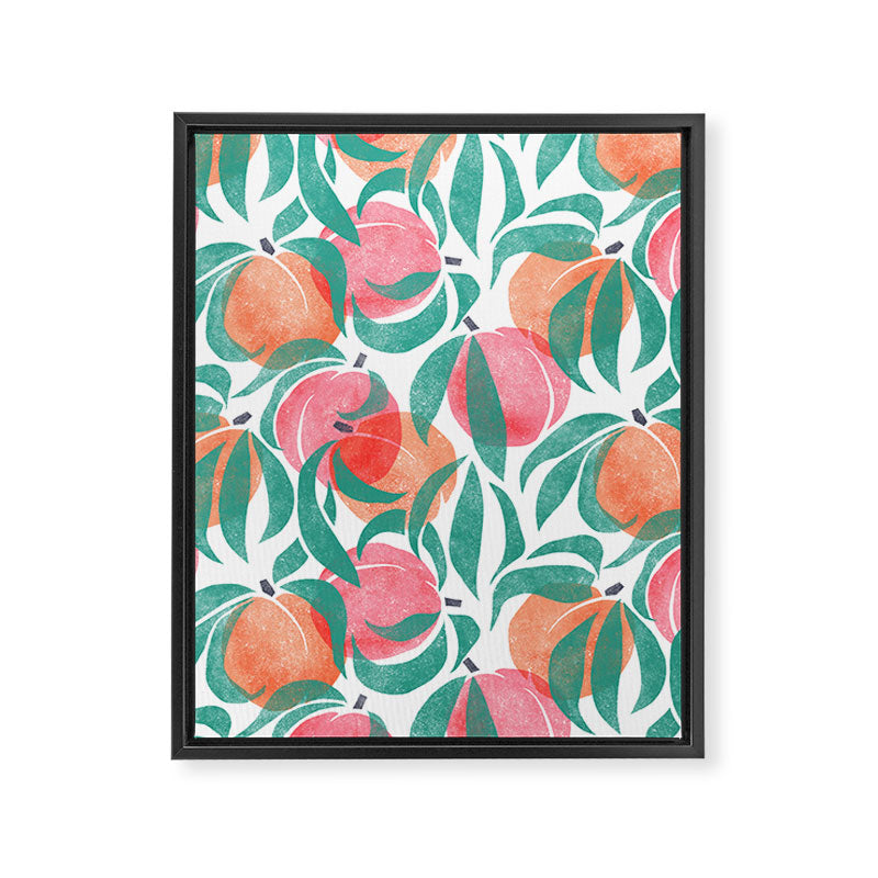 Peaches - peach pink and teal Framed Canvas Print Gallery Image 8
