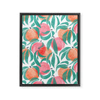 Peaches - peach pink and teal Framed Canvas Print Gallery Image 8