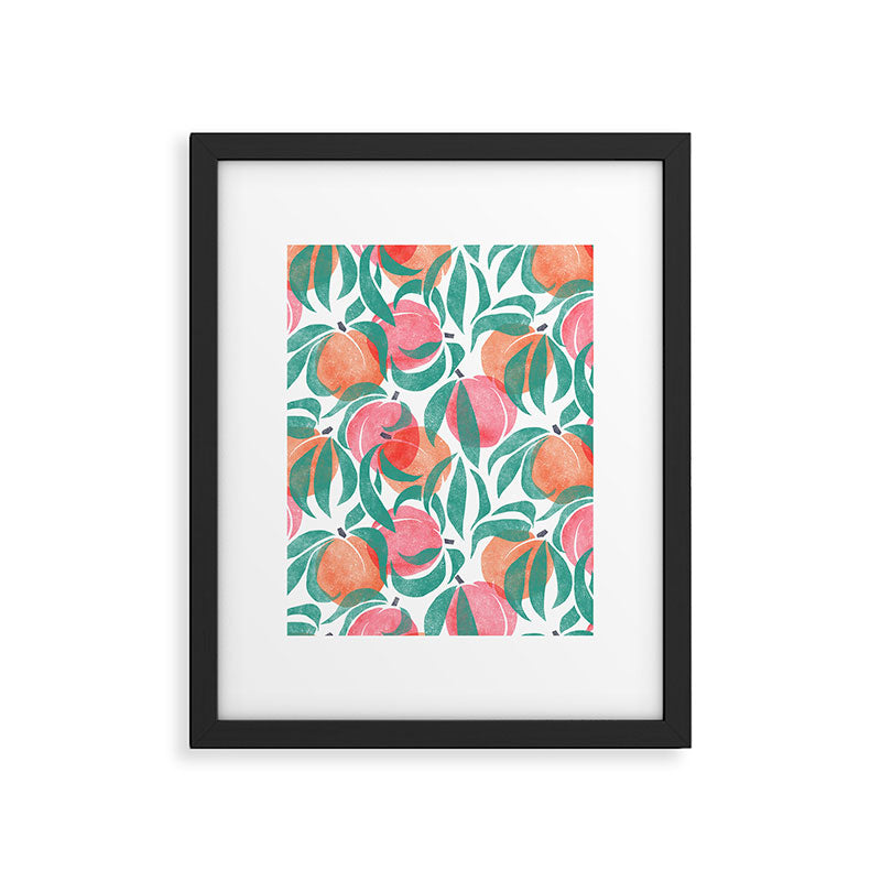 Peaches - peach pink and teal Framed Art Print Gallery Image 6