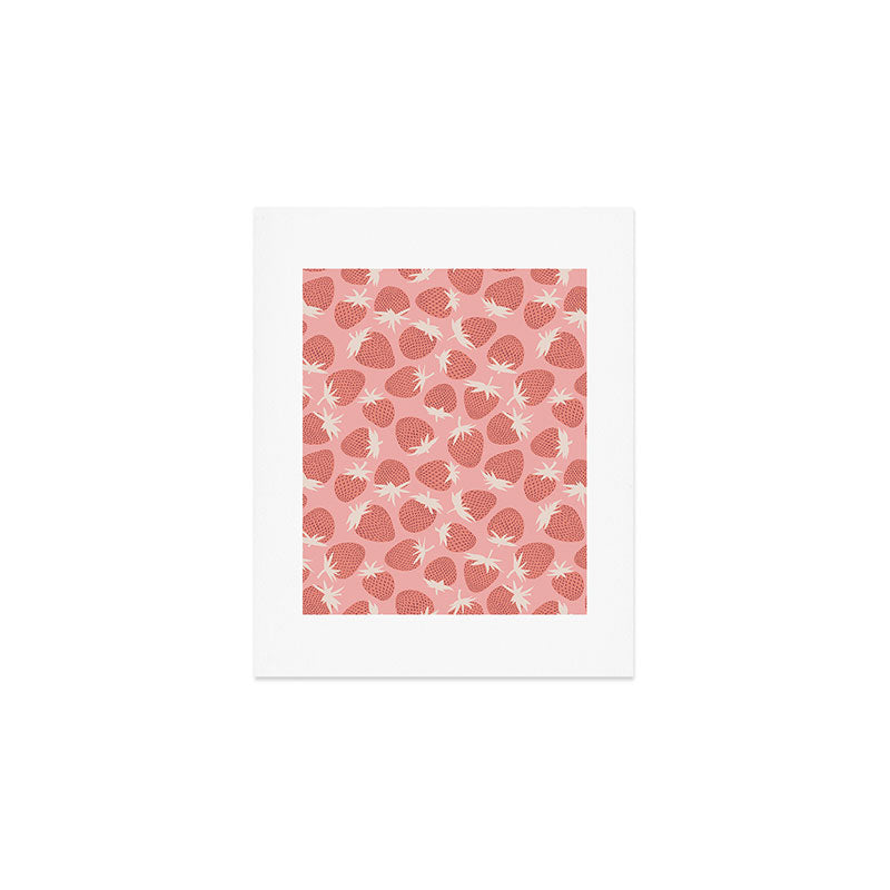 Pink Strawberries Art Print Gallery Image 1