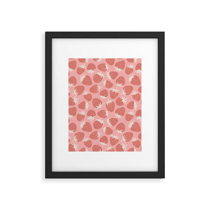 Pink Strawberries Framed Art Print Gallery Image 1